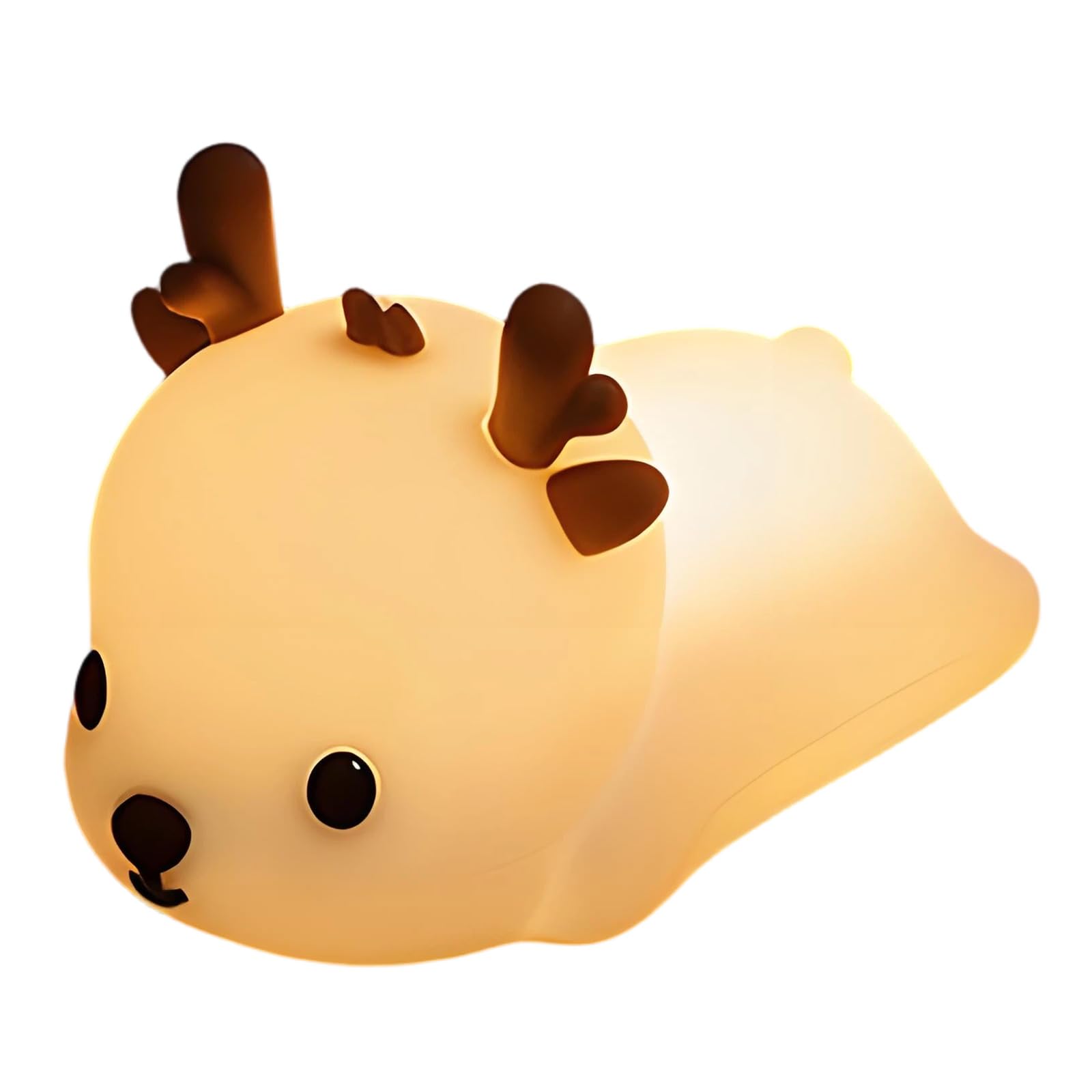 Kaeltsyn Rechargeable Bedside Lamp Cartoon Deer Shape Silicone Night Light Rechargeable Bedside Lamp Easy to Use Silicone Night Light