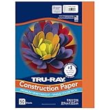 Tru-Ray Heavyweight Construction Paper, Electric Orange, 9' x 12', 50 Sheets