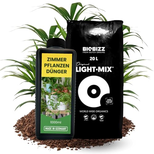 TronicXL 1 litro di fertilizzante per piante da interno + 20 litri di terreno universale per piante verdi, fertilizzante liquido, 1000 ml, fertilizzante liquido per piante da appartamento,