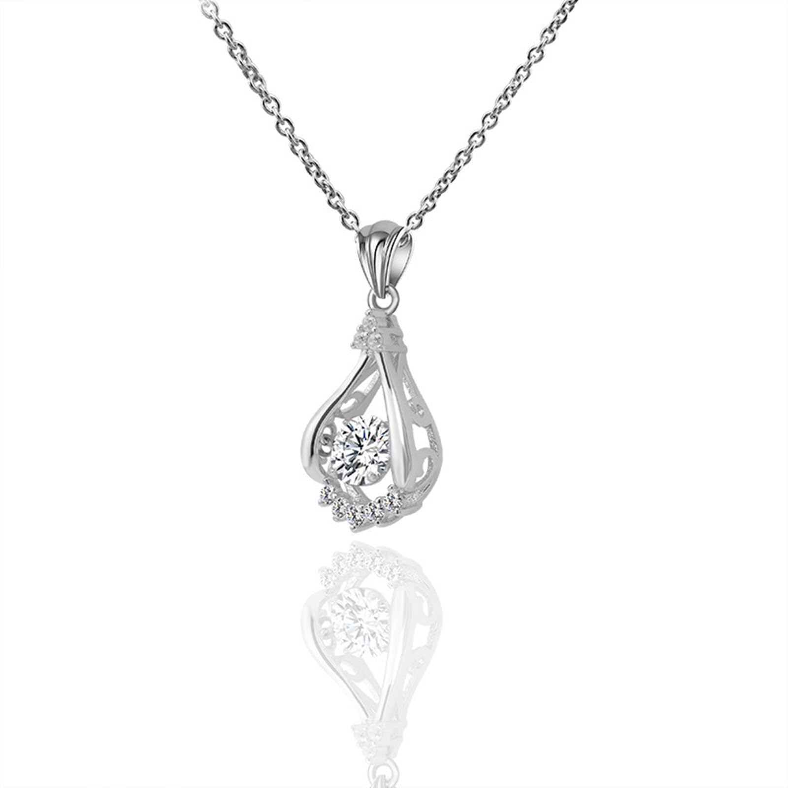 YDYDTTKD Halskette aus 9-karätigem/14-karätigem/18-karätigem Weißgold für Damen, 0,5 Karat Moissanit-Anhänger, Edelstein-Schmuckkette, 45,7 cm