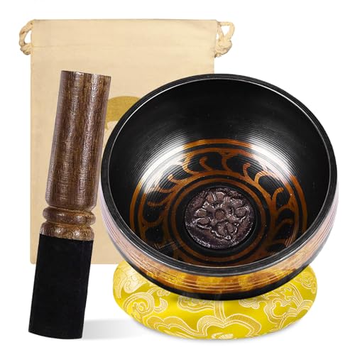 Tibetan Singing Bowls Meditation Set: Large Singing Bowls With Si...