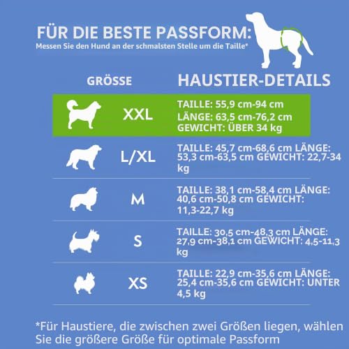 Simple Solution True Fit Einweg-Hundewindeln für Hündinnen – super saugfähig mit Nässeindikator – XXL (Taille 55,9–94 cm) – 30 Stück
