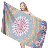 Strandtuch Damen Strandtücher Strandlaken xxl Microfaser Handtücher, Reisehandtuch Schnelltrocknend Badetücher Strandtücher Beach Towel Strandtuch Mandala Boho Leicht Sandfrei Strandtuch Mädchen Bunt