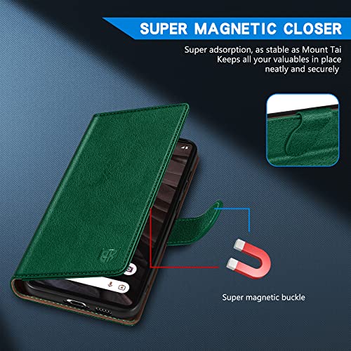 Image of ZZXX for Google Pixel 7a Wallet Case Magnetic Closure 6.1 inch,Green