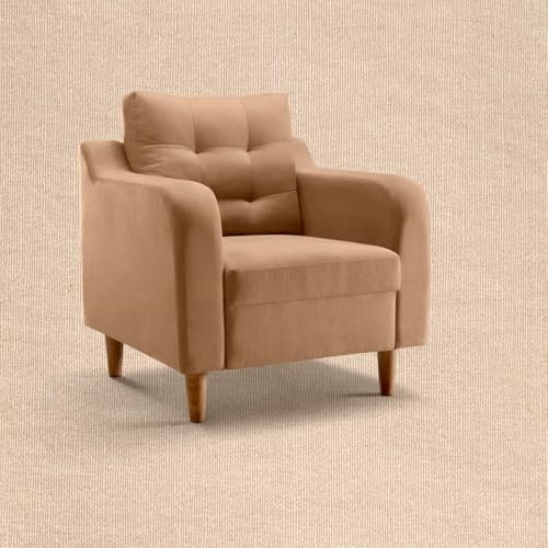 Image of Duroflex Ease Plus - 1 Seater Sofa Set for Living Room | 3 Year Warranty | Premium Wooden Frame Sofa | Anti-Pilling Fabric, Fade & Termite Resistant | Comfortable & Durable Couch - Latte (Beige)
