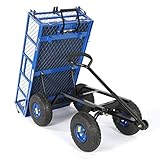 Yardsam Heavy Duty Steel Dump Garden Cart, Outdoor Utility Dump Lawn Yard Wagon 400Lbs Capacity with