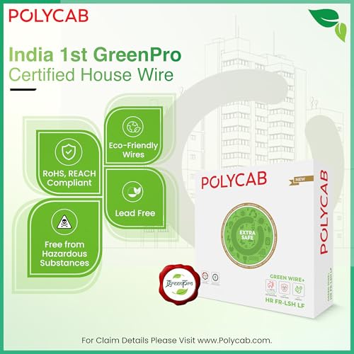 Image of Polycab Green Wire+ 90M coil |6 SQ MM|Heat resistant upto 900 C | Low smoke | Low toxic fumes | GreenPro certified | 99.97% high purity copper | Rodent protection | Eco friendly (Blue)
