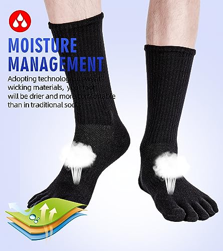 Toe Socks for Men 5 Finger Cotton Athletic Running Wicking 4 Pack/3 Pack4