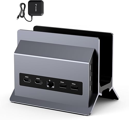 TobenONE Estación de acoplamiento con monitor dual, 4K @60Hz 2 HDMI, fuente de alimentación de 100 W, PD 3.0, 6 USB, Gigabit Ethernet, soporte para