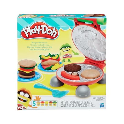 Play-Doh Conjunto de Massinha Festa Do Hamburguer kit com 5 potes de massa de modelar e acessórios, para crianças acima de 3 anos