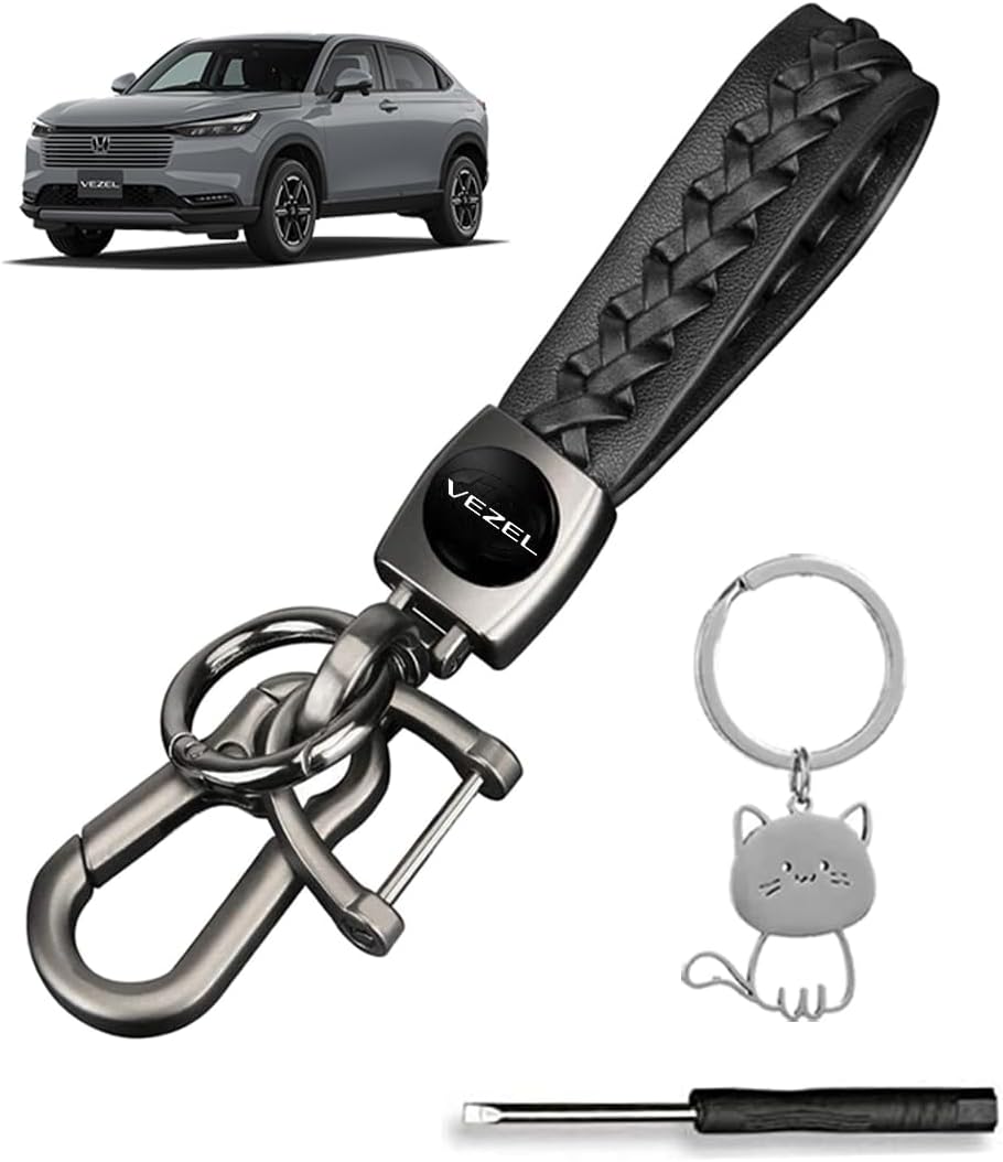 Car Key Holder, Car Specific Logo, Key Ring, Key Chain, Key Case, Genuine Leather, Rustproof, Carabiner Strap, Good Texture, Anti-Loss, Simple, Stylish, Black, Bezel