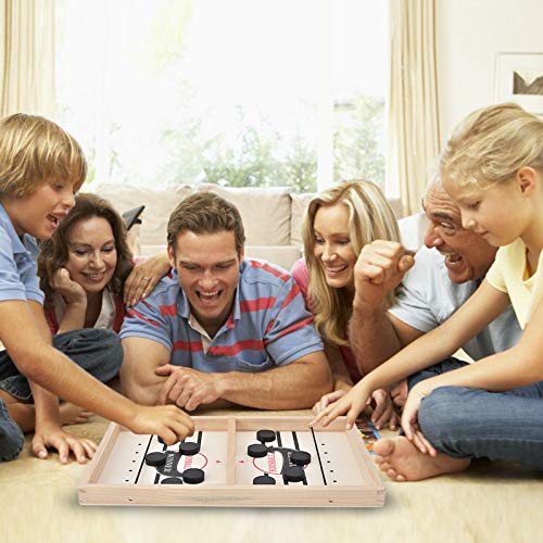 Hockey Brettspiel, Holz Schnell Sling Puck Match-Spiel, Bouncing Brettspiel, 2in1 Interaktion Tischhockey Katapult, Portable Schachbrettset Partyspiele Tisch-Desktop-Spiel