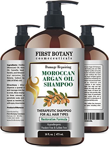 Moroccan Argan Oil Shampoo with Restorative Formula 16 fl. oz. Gentle & Sulfate Free for All Hair Types. Cleanses, Revives, Hydrates, Detangles Hair & Revitalizes the Scalp & Split-Ends - Thumbnail 2