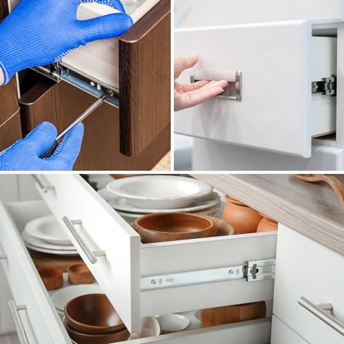 Stahlia Schubladenschienen Softclose 35mm (10 Stück) Länge: 450mm Vollauszug Schubladenauszug Auszugsschienen Softclose Scharnier Laufschiene Schrankauszug