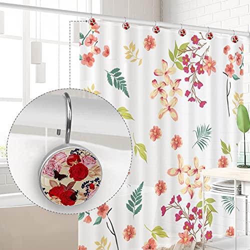 Crochets de rideau de douche papillon rose antirouille chic en acier dur