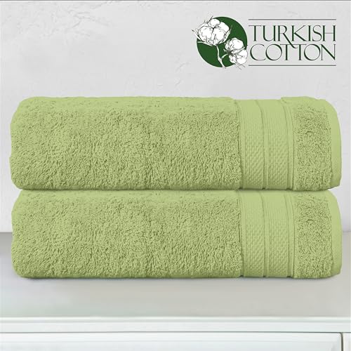 Image of Elegant Comfort Three Line Popcorn Towel Set for Bathroom 27 x 54 inches, Premium Hotel Quality 2-Pack Bath Towels, 100% Turkish Cotton, Soft and Durable, Quick Dry and Highly Absorbent, Sage Green