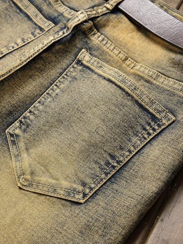 Mens Jeans Slim Fit Streetwear Grunge Hip Hop Faded Dark Wash Stretchy Skinny Ripped Jeans3