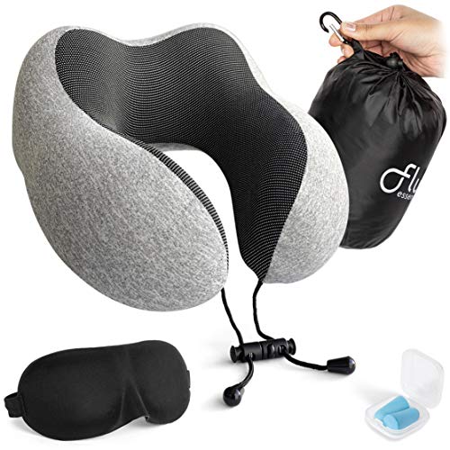 Flux Essentials Travel Neck Pillow Kit Memory Foam Contour Cushion with Washable Cover - Sleep Eye M - //coolthings.us