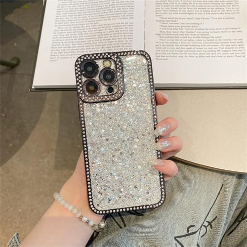 Coque iPhone 12 pare-chocs noir antichoc anti-rayure à paillettes diamant