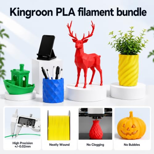 Image of Kingroon 16KG PLA Filament Bundle 1.75mm 3D Printer Filament Multicolor Pla Filament Bulk for Most 3D Printer,1kg Spool,16 Rolls,16 Colors