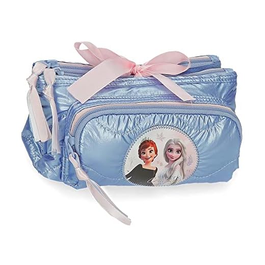 Disney Frozen Seek Courage Neceser Tres Compartimentos Azul 20,5x10,5x8,5 cms Poliéster
