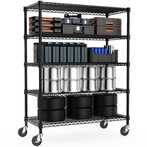 Image of M MZG 53 inch W Garage Shelving 5 Tier Industrial 2200LBS Metal Shelving Units for Commercial, Basement, Pantry, Warehouse, School, Black Heavy Duty Easy Assembly 53.2 inch W x 23.6 inch D x 73.6 inch H