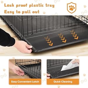 Dog-Crate-24-Inch-Small-Double-Door-Dog-Cage-with-Divider-Panel-and-Plastic-Leak-Proof-Pan-Tray-Folding-Metal-Wire-Pet-Kennel-for-Indoor-Outdoor-Travel - Cucciolini Doodles   Dog-Crate-24-Inch-Small-Double-Door-Dog-Cage-with-Divider-Panel-and-Plastic-Leak-Proof-Pan-Tray-Folding-Metal-Wire-Pet-Kennel-for-Indoor-Outdoor-Travel