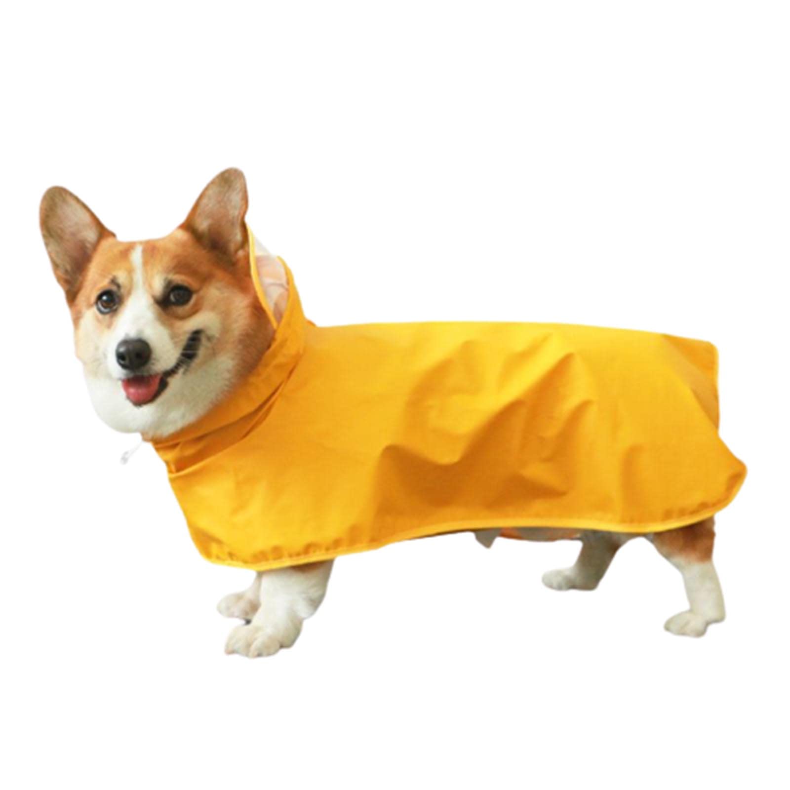 JUSHZ Impermeabile Cane Impermeabile per Cani Taglia Media Taglia Piccola Mantello Antipioggia Gatto con Tesa Foro per Guinzaglio per Mantello per Animali Domestici 4 Gambe (L,Yellow)