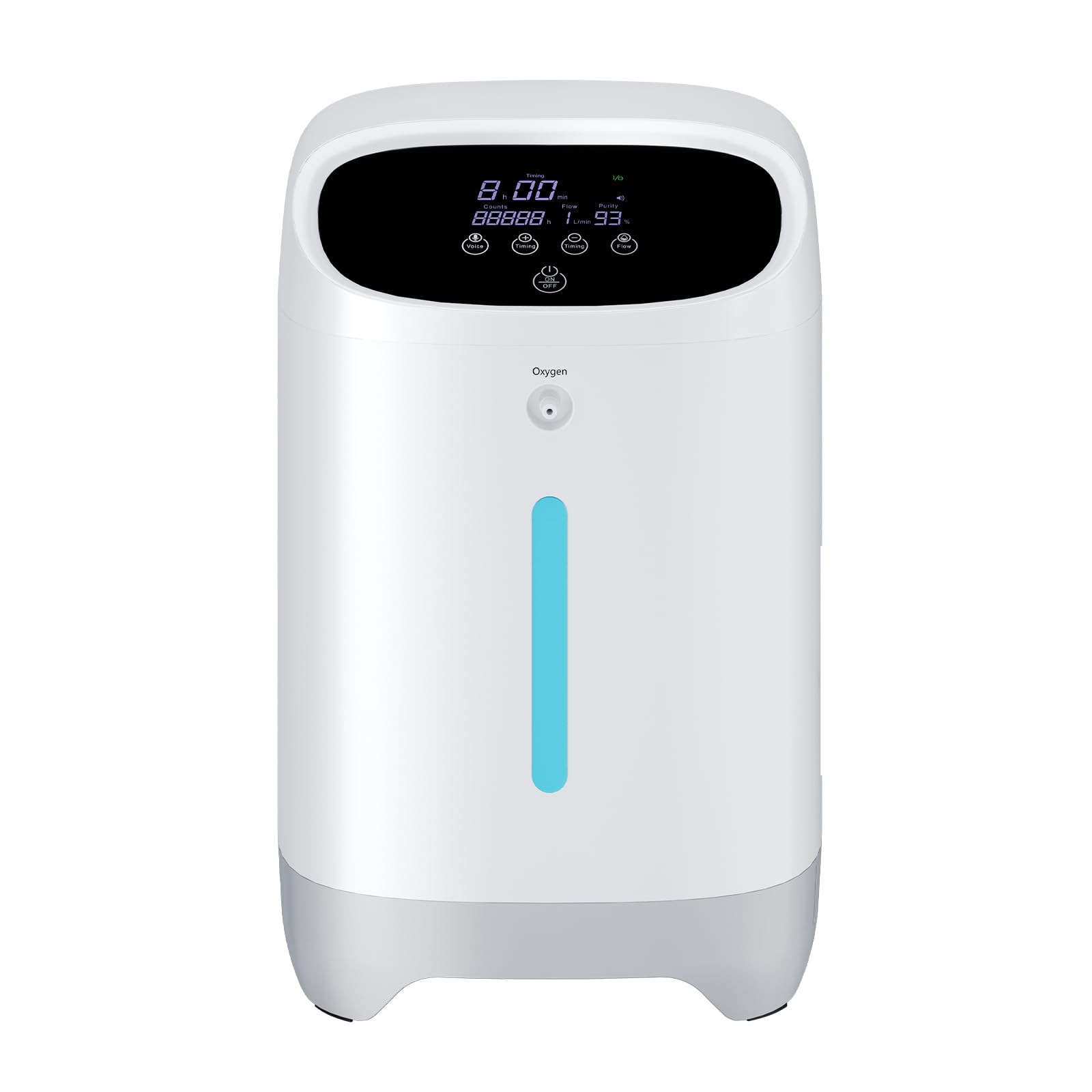 Koncentrator Tlenu 1-7L/min 93% 45dB Sterowanie Głosowe Nebulizator | Tlen 1-7L/min, czystość 93% przy 1L, nebulizator, sterowanie głosowe, pilot ≤8m, SOS, cichy 45dB, ekran LED, 4.9kg.