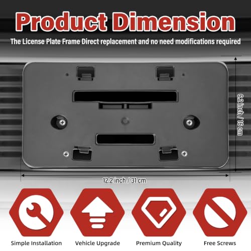 Image of License Plate Bracket Accessories for Chevrolet Chevy Malibu 2019 2020 2021 2022 2023 2024 2025, Front Bumper License Plate Holder Replacement Frame Black Mount