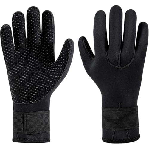 CJQRL Guantes de Buceo de 3 mm, Guantes de Neopreno de Cinco Dedos para Traje, Guantes de Surf Antideslizantes Flexibles con Correa Ajustable para la Muñeca para Buceo, Snorkel, Surf, Kayak