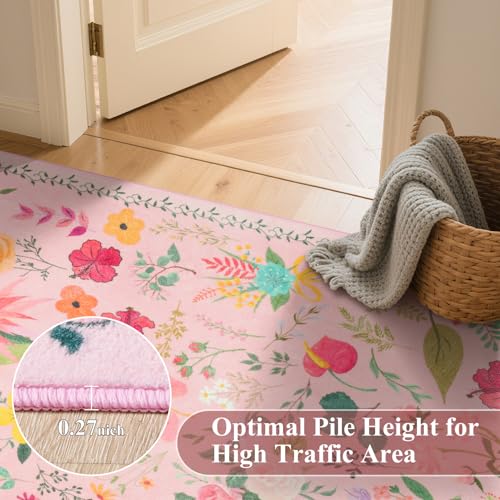 Tapete rectangular rosa 6 x 9 pies con diseño floral miniatura 5