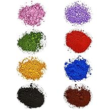 Pifito Oxide Pigment Colorants Sampler - 8 Beautiful Colors for Soap Making Supplies .25 oz ea - Red, Blue, Yellow, Pink, Green, Brown, Black, Violet - Bath Bombs Coloring Powder