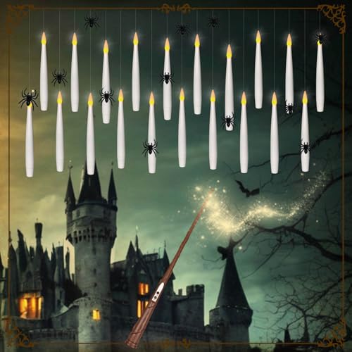 Floating Candles with Magic Wand Remote & Realistic Halloween Pla...
