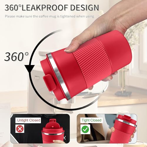 Image of Insulated Travel Coffee Mug, Stainless Steel Coffee Cup with Leakproof Lid | Double-wall insulation keeps drinks hot or cold for hours, with a leakproof lid and portable stainless steel design