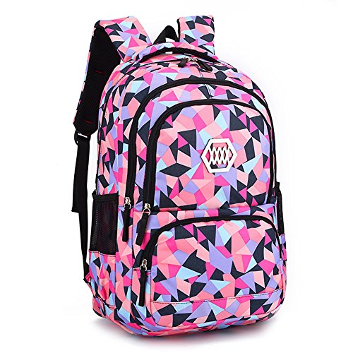 Backpack for Girls Primary School Student Satchel Backpack Book Travel bag Geometric Prints