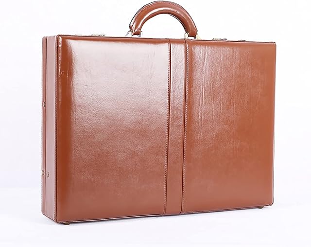 Laptop cover Laptop Tote Bag with Combination Locks Leather Executive Case Briefcase Expander Business Attache Bag for Men Women Messenger bag (Color : Brown A, Size : One size)