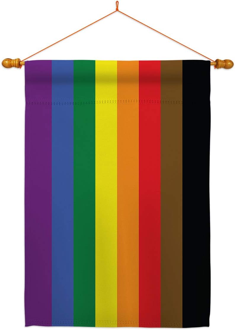 Americana Home & Garden Pride Philadelphia Rainbow House Flag Support Rainbow Love LGBT Gay Bisexual Pansexual Transgender Small Decorative Gift Yard Banner Made in USA 28 X 40