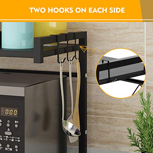 Ripiano per Microonde Ripiano per Panettiere Espandibile, Espandibile Scaffale per Microonde in Metallo Ripiano per Tostapane con 4 Ganci Rimovibili per Cucina Forno Scaffale da Cucina Portaspezie - Image 5