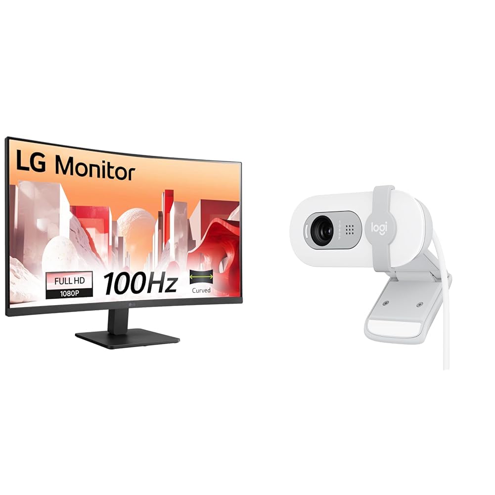 LG 32MR50C (32 Inch) Full HD Curved Monitor (1920 x 1080) with 100Hz, 5ms, VA Panel, AMD FreeSync™, HDMI X 2, VGA, Headphone Out, Tilt, Reader Mode + Logitech Brio 100 Full HD 1080P Webcam-image-32