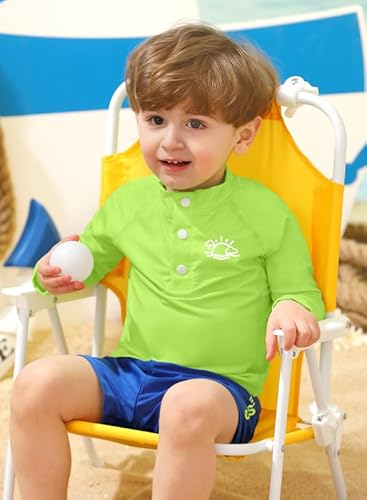 BesserBay Camiseta unissex para bebês com proteção UV de manga comprida e botões frontais de 0 a 36
