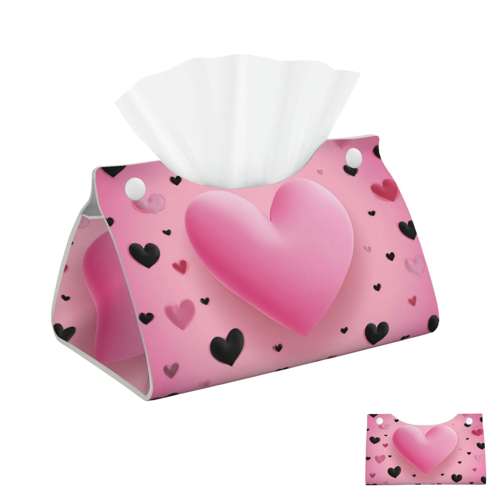Pink Love Heart Tissue Box Cover Square Cube Boxes