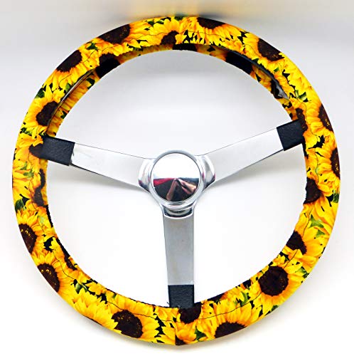 Mana Trading Steering Wheel Cover Large Sunflowers Floral Design