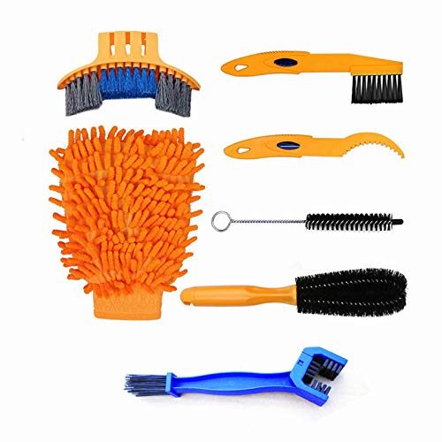 WANGCL 7 PCS Bicycle Cleaning Brush Set including Gloves and Chain Brushes Bike Cleaning Tool Suitable for All Bikes