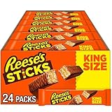 REESE'S STICKS Milk Chocolate Peanut Butter Wafer King Size, Candy Packs, 3 oz (24 Count)