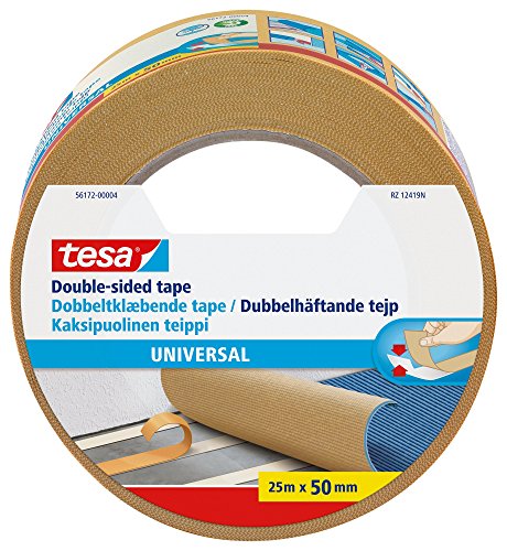 tesa UK Sterke dubbelzijdige plakband voor het bevestigen van tapijten, 25 m x 50 mm