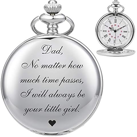 ManChDa Gifts for Fathers Day Engraved Pocket Watch for Daddy Papa Father Quartz Personalized for Dad Christmas for Men Cover