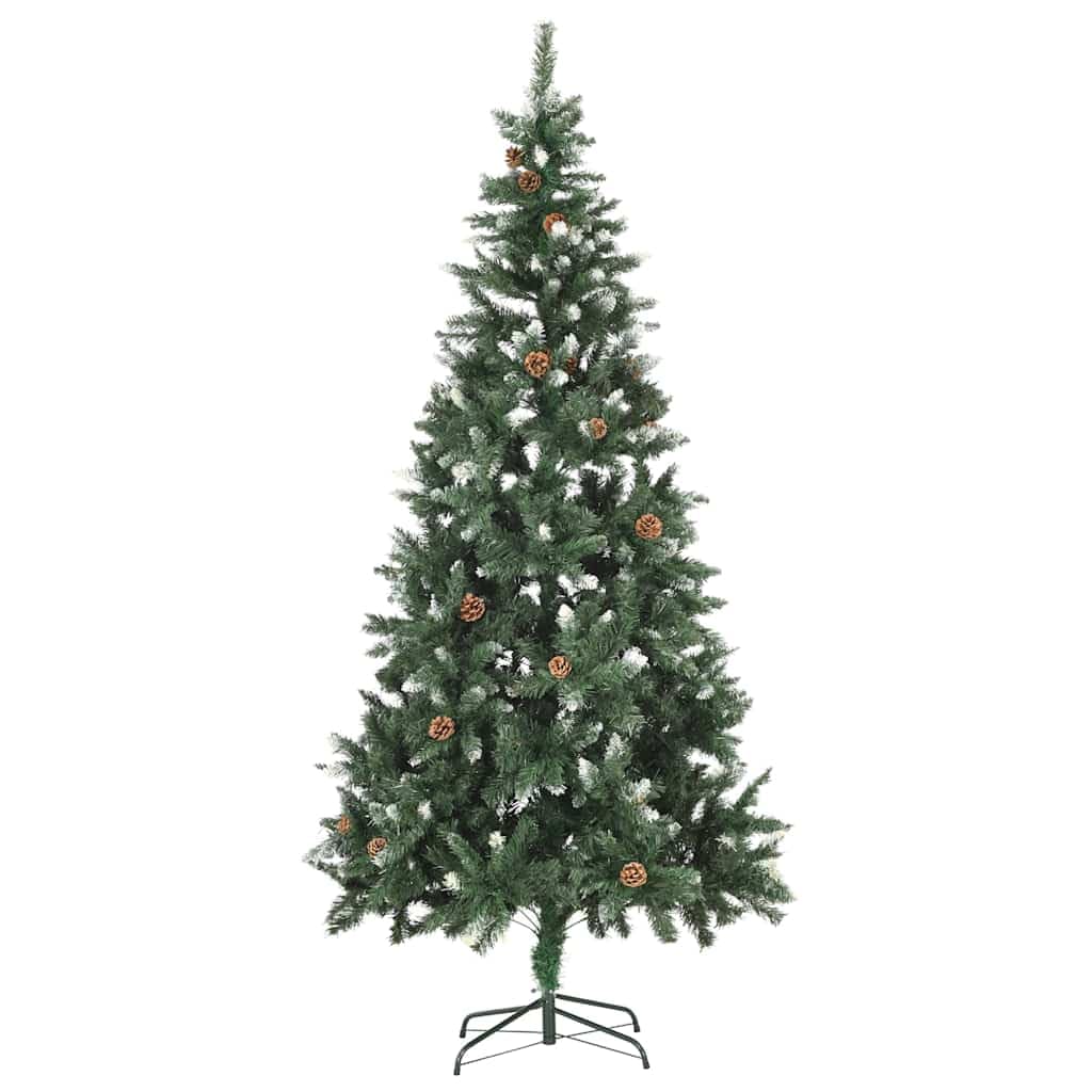 Sztuczna choinka z oświetleniem, 210 cm, imitacja sosny, 1060 gałązek, łącznie ze stojakiem, kulkami, szyszkami i 300 diodami LED
