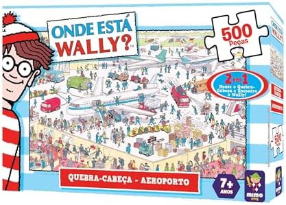 Quebra-cabeça 500 peças, Onde Está Wally? Aeroporto - Mimo brinqu...