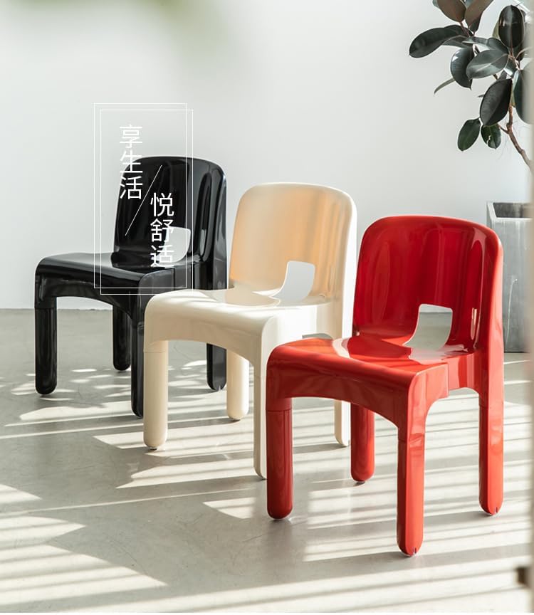 Modern Stackable Plastic Chairs with Two Size Seat Height - Ideal for Home and Office Use (Beige,Seat Height 47CM)